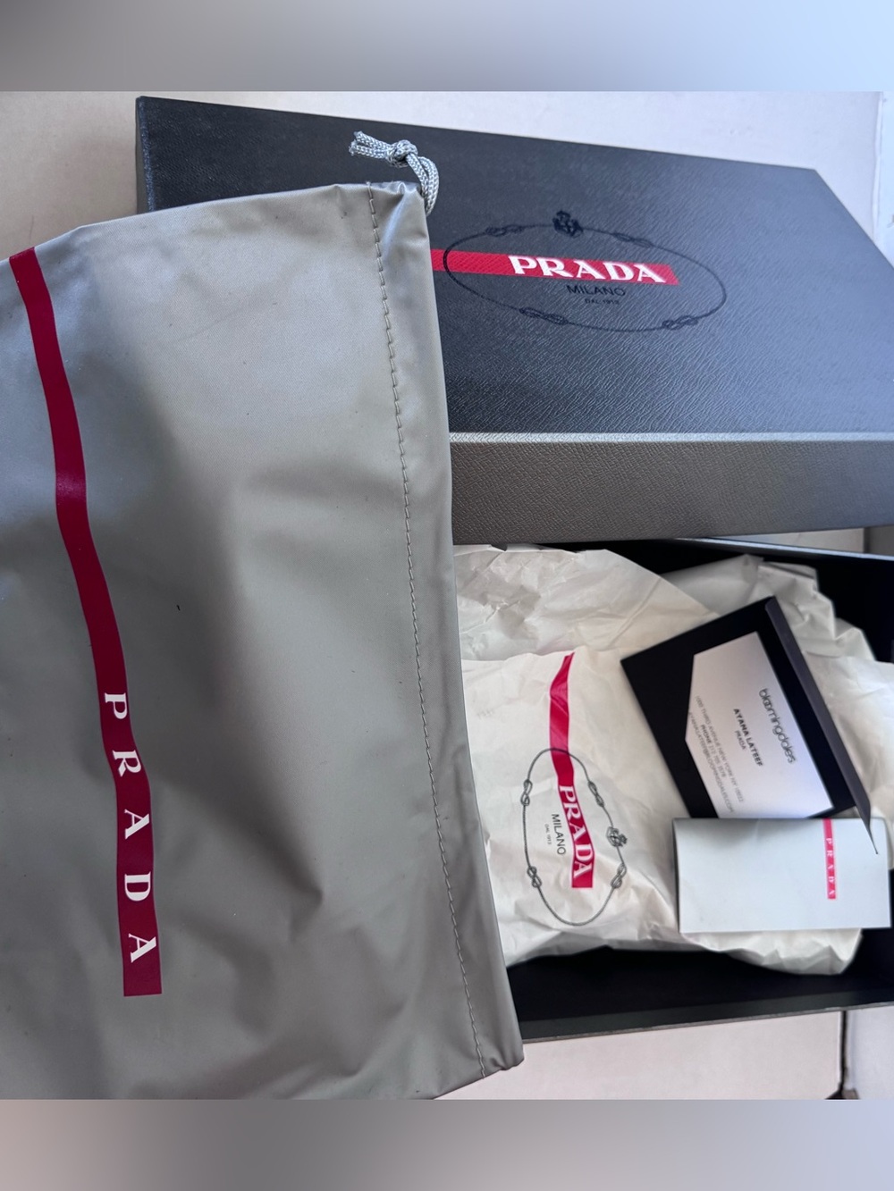 Prada 4E2439 Men’s Black Leather Low-Top Sneakers US 9 | Box & Dust Bag | VGUC - Picture 7 of 16